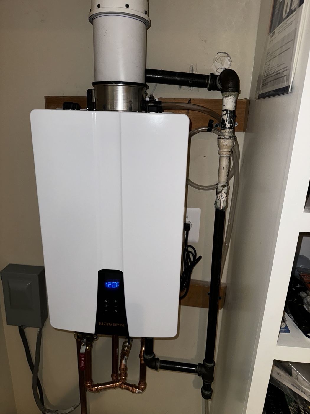 Gas tankless water heater installation completed by Mercy's Plumbing